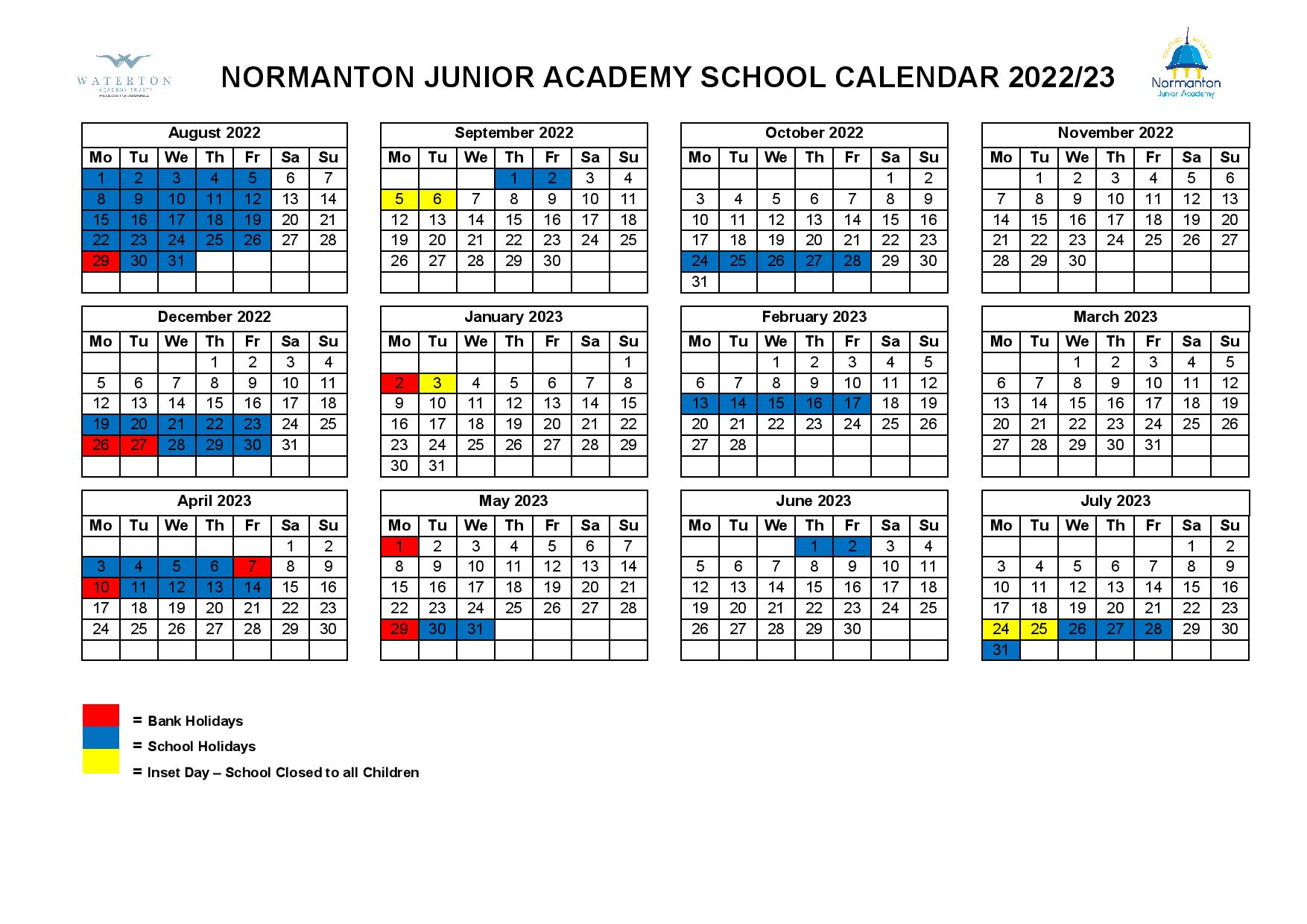 Calendar Normanton Junior Academy